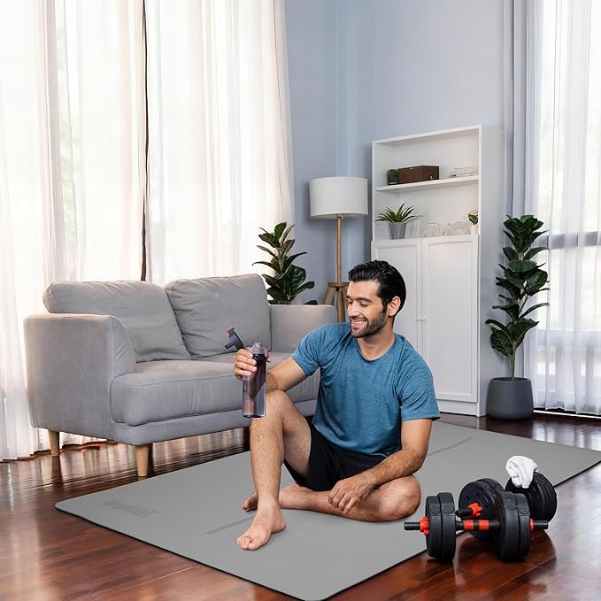 Large Yoga Mat (6'x4') – 1/4" & 1/2" Thick Exercise Mats for Home Workout, Extra Wide Workout Mats for Home Gym, Yoga, Pilates, Stretching, Floor & More