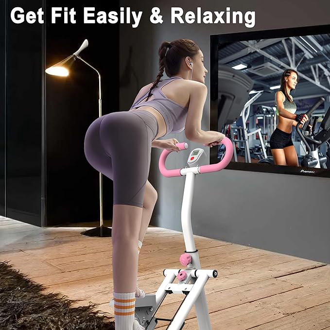 Stair Master for Exercise at Home, 3 Adjustable Resistance Folding Vertical Stair Stepper, Low-Impact Full-Body Exercise Fitness Machines, 265LBS Capacity, Sturdy Steel Frame, LCD Monitor, Pink