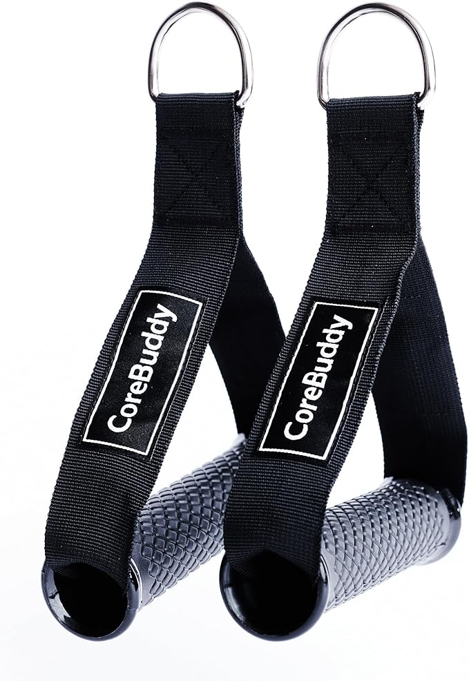 Resistance Band Handles (2 Pack) – Heavy Duty Gym Cable Handles, D-Ring Attachment for Bands & Cable Machines, Non-Slip Grip, Reinforced Nylon Straps, Carry Pouch Included