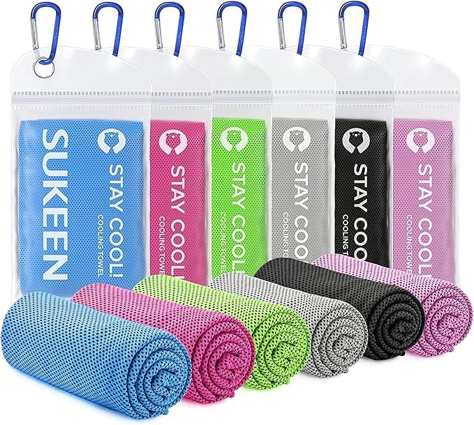 Sukeen Cooling Towel (40"x12"), Ice Towel, Soft Breathable Cool Towel for Yoga, Sport, Gym, Workout, Camping, Fitness, Workout & More Activities, Blue/Pink/Green/Grey/Black/Light Purple