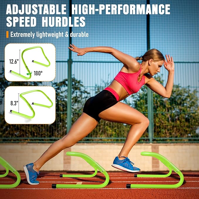 Agility Ladder, Agility Speed Training Equipment Set, 20ft Speed Ladder, 12 Soccer Cones, 4 Hurdles, Jump Rope, Running Parachute, Soccer Football Basketball Training Equipment Accessories