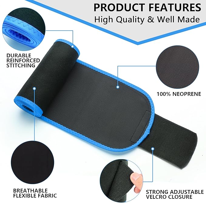 Waist Trimmer Belt – One Size 52″ Fits All Women & Men, Premium Neoprene Sweat Waist Trainer for Workout & Fitness