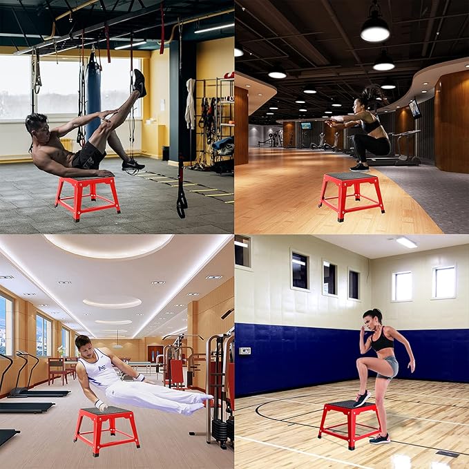 12 Inch Plyometric Platform Box Red Step Up Box Exercise Jump Box Gym Step Up Platform Fitness Jump Box Step Stool Exercise Jumping Box Step Stool Workout Exercise Fit Training