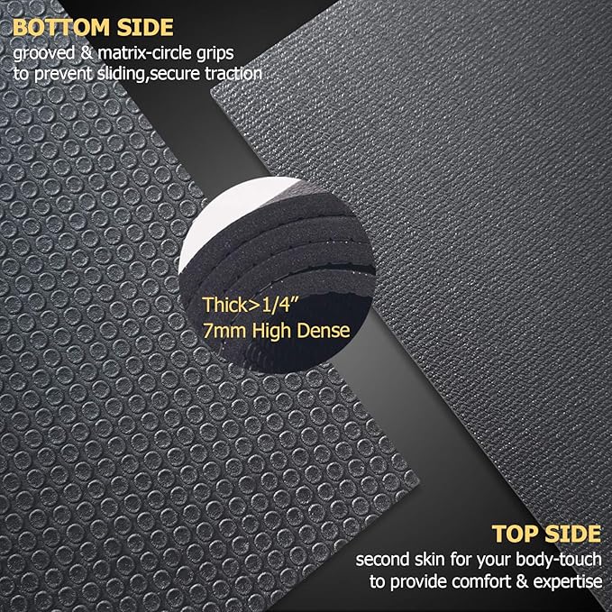 GXMMAT Large Exercise Mat 6'x4'/6'x5'/6'x6'(7mm), Thick Workout Mats for Home Gym Flooring, Extra Wide Non-Slip Durable Cardio Mat, Shoe Friendly, Perfect for Plyo, MMA, Jump Rope, Weights, Fitness