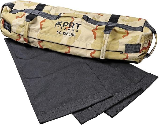 XPRT Fitness Workout Sandbag for Heavy Duty Workout Cross Training 7 Multi-positional Handles - Color Army Green/Black/Camo