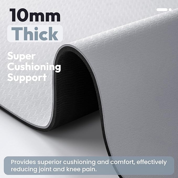 UMINEUX Extra Thick Yoga Mat, 10MM (2/5") Yoga Mat Non Slip, POE Yoga Mats for Women Men, 72"x24", Great for Workout, Yoga, Pilates, Fitness & Floor Exercises