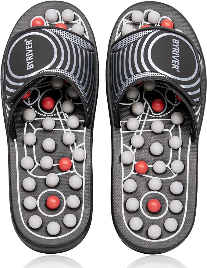 BYRIVER Deep Tissue Foot Massager Tool, Massage Slippers Sandals Flip Flops, Neuropathy Arthritis Back Plantar Fasciitis Pain Relief, Xmas Gifts for Dad Mom Coworkers Runners(02XS)