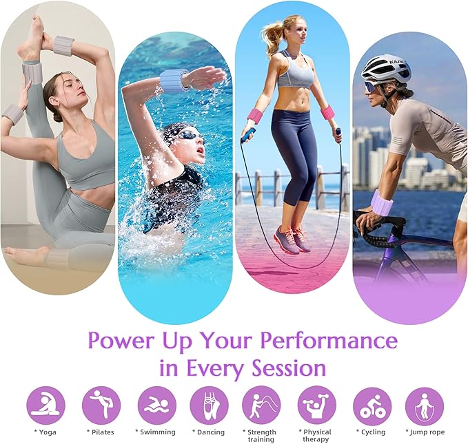 Wrist Weights Ankle Weights for Women 1 Pair (1.1 lb/2.2 lb Each) Silicone Magnetic Leg Arm Weighted Bracelet for Home Yoga Pilates Gym Workout Walking Jogging