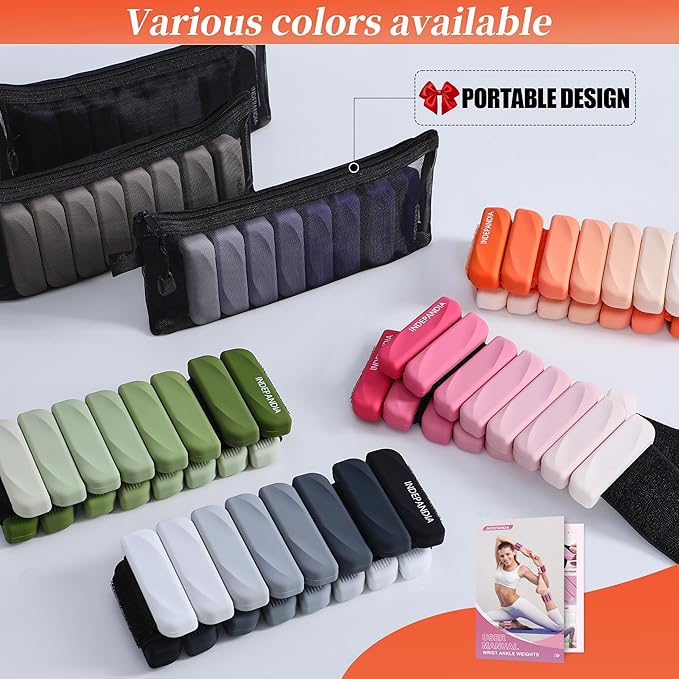 Wrist & Ankle Weights for Women and Men, 2lbs/4lbs Pairs Adjustable Silicone Weighted Bangles for Arm & Leg Workouts, Perfect for Pilates, Barre, Yoga, Walking & Home Fitness 24055