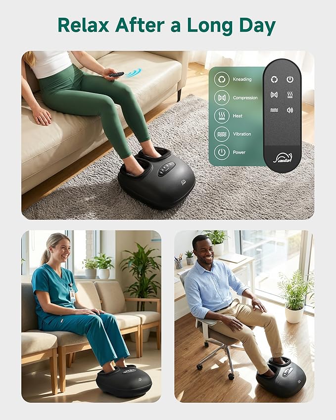 Snailax Shiatsu Foot Massager with Heat, Deep Kneading, Compression, Vibration, Electric Feet Massage Machine for Plantar Fasciitis,Neuropathy,Foot Warmer,Remote Control,Size 13,Mother's Day Gifts