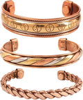 Touchstone copper bracelets | gift for men women |adjustable 100% pure solid real magnetic jewelry | handmade bracelet set combo | rope braided tibetan bangles.