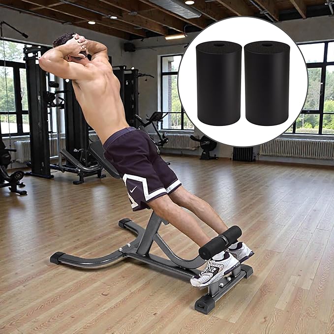 2Pcs Leg Extension Pad Replacement 7 Inch Foot Foam Roller for Weight Bench, PEC Deck, PU High Density Sponge Cover for Home Gym Workout Legs Training Accessories Used for Inversion Table Sit Ups Tube