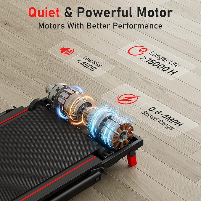 Walking Pad, Incline Walking Pad Treadmill, Under Desk Treadmills 265 Lbs Capacity, 2.5HP Low Noise Portable Running Machine for Home and Office, with LED Display, Remote Control