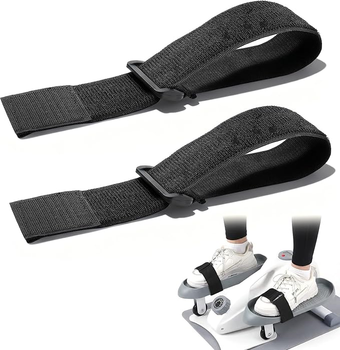 2PCS Bike Pedal Straps, Black Adjustable Leg Exerciser Traction Straps, Secure Stability for Elliptical Exercise Machine Under Desk Seniors Workout (Adjustable Length: 12.7-17.5 Inch)