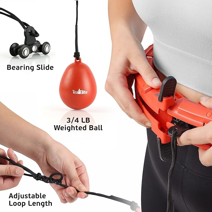 Teal Elite Smart Weighted Hula Hoop for Adults Weight Loss– Fully Adjustable with 24 Detachable Knots – 2 in 1 Abdomen Fitness Massage Infinity Hoops - RED