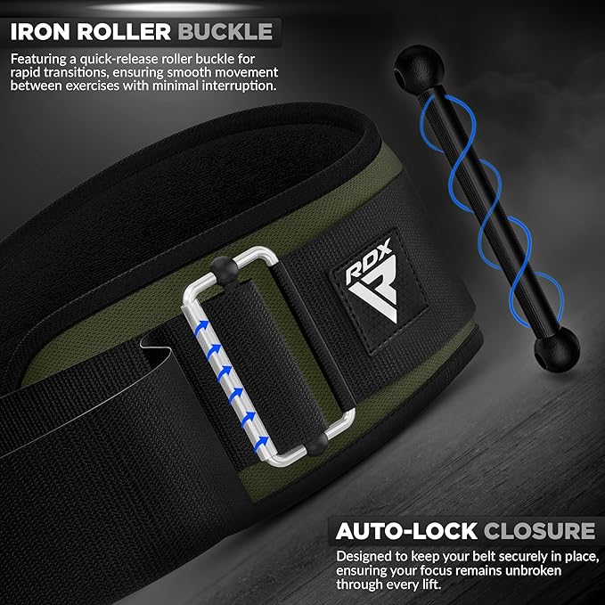 RDX Weight Lifting Belt AUTO LOCK, 6.5” Padded Back Support, Men Women Gym Fitness Strength Training, Bodybuilding Powerlifting Weightlifting Workout, Deadlift Squat, Pro Exercise Equipment