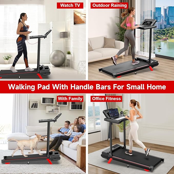 Incline Walking Pad Treadmill for Home Smal,2.5 HP Under Desk Treadmill with 300lbs Capacity