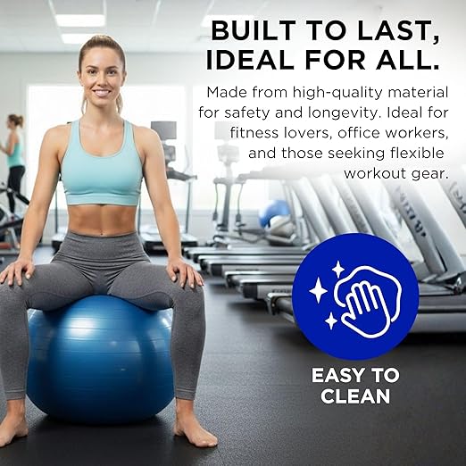 THERABAND Standard Exercise Ball, 30" Blue Stability Trainer for 6'2"–6'8" Users, Yoga & Pilates Ball, Balance & Core Trainer, For Athletes Fitness at Gym & Home