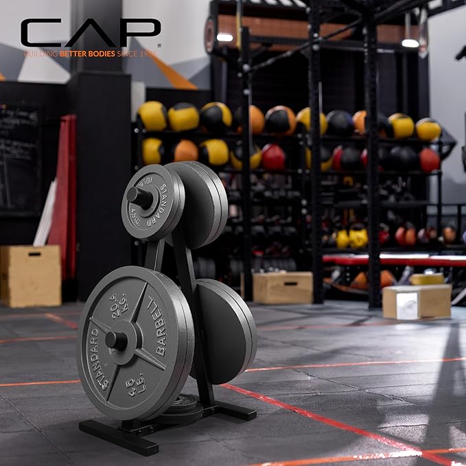 CAP A-Frame Olympic Plate Rack – Heavy-Duty 2-Inch Weight Plate Tree and Storage - 5 and 7 post options