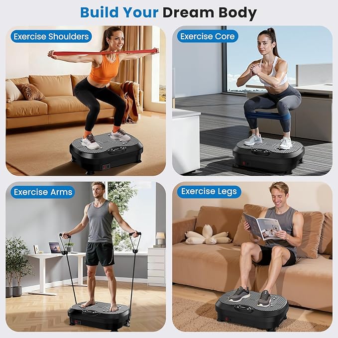 Vibration Plate Exercise Machine for Lymphatic Drainage with 200 Levels, Whole Body Fitness Workout Equipment Stand Shake Board Sport Gym for Weight Loss Fat Burner for Women Men