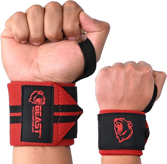 Beast Power Gear Wrist Wraps for Weightlifting 18” Premium Quality Wrist Support for Bodybuilding Heavy Duty Thumb Loop Powerlifting, Strength Training for Men and Women