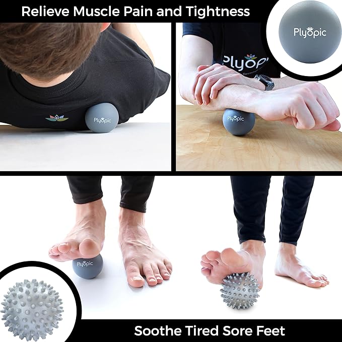 Plyopic. Massage Ball Set – for Deep Tissue Muscle Massage, Myofascial Release, Trigger Points, Mobility, Plantar Fasciitis - Eliminate Muscle Tension & Tightness in Your Back Neck Foot