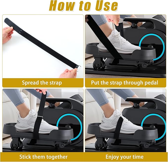 4 Pcs Ellipse Leg Exerciser Pedal Straps，Non-Slip Foot Pedal Straps for Under Desk Elliptical Machine, Foot Pedal Straps for Adults Seniors Fitness Home Sports Accessories