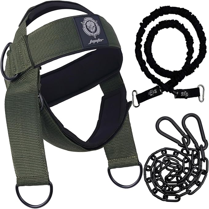 Neck Harness for Increases Neck Core Strength - Neck Exerciser with 30" Heavy Duty Steel Chain for Safely Lifting Weights Up to 280 lbs