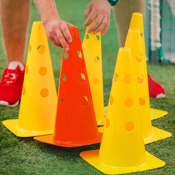 Bramble - Speed Agility Training Hurdles Set with 3 Height Levels, 12 Cones 15" & 6 Training Poles 40", Exercise Jumping Hurdles for Kids, Football Agility Poles, Dog Training Agility Equipment