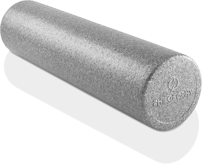 Philosophy Gym 24" High-Density Foam Roller for Exercise, Massage, Muscle Recovery - Round, Gray