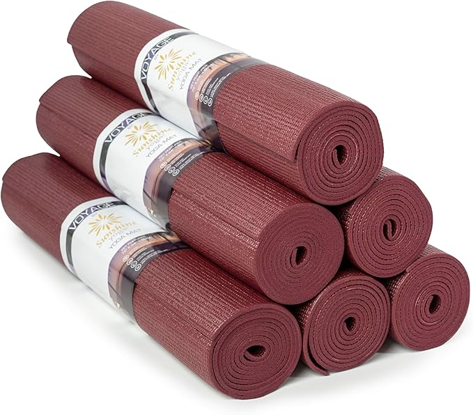 Sunshine Yoga Voyage Yoga Mat, 6 Pack, 72" x 24" Professional Studio and Gym Bulk Yoga Mats, 5mm Thick, Durable, Anti-Tear, Non Slip Fitness and Exercise Mats