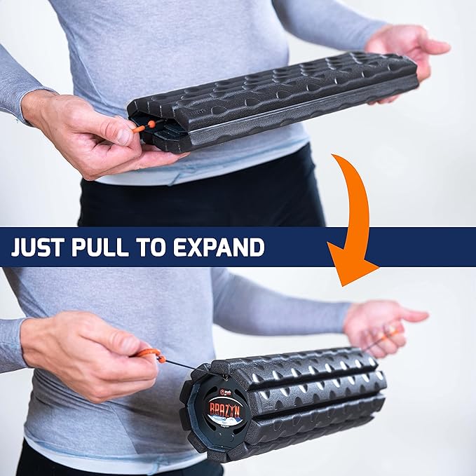 Brazyn Morph Foam Roller: Collapsible Travel Foam Roller for Back Pain Relief, Workout Muscle Recovery, Back Massager, Deep Tissue Leg Massage, Back Cracker (Midnight, Alpha Series (Deep Tissue))