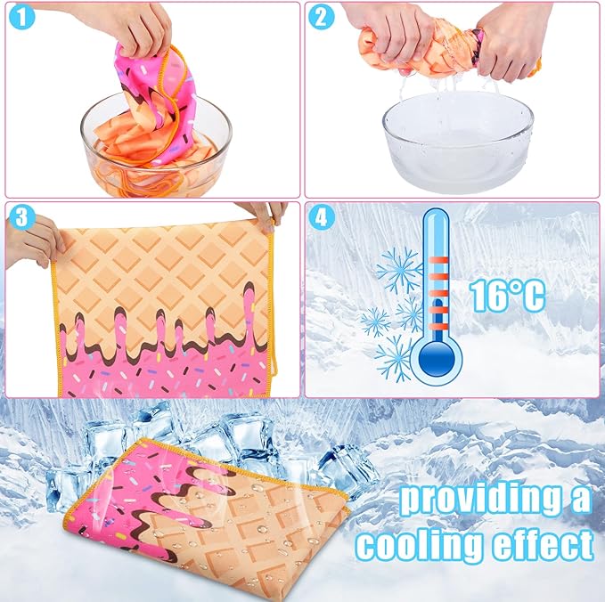 Peryiter 12 Pcs Baseball Ice Cream Drip Cooling Towel Microfiber Absorbent Lightweight Sport Cooling Towel Sweat Sport Rags for Baseball Team Coach Gifts Event Yoga Running Gym(Pink,40 x 12 Inch)