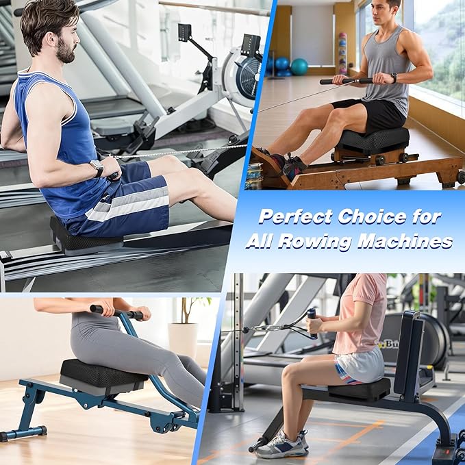 Rowing Machine Seat Cushion, Rower Machine Pad with Memory Foam, Rowing Machines Seat Cushion Compatible Most Row Machine, Rowing Accessories