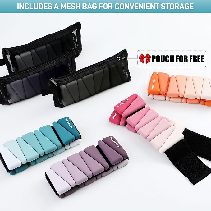 Ankle Weights for Women Wrist Weights Set of 2 (1 lb/2 lb Each) Adjustable Arm Leg Weight for Womens Men Suitable for Walking Swimming Running Pilates Yoga Gym