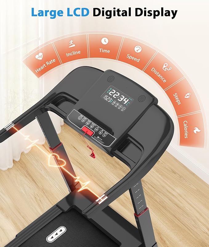 CIIHI Treadmill with Auto Incline - Adjustable Height Handrail 15% Auto Incline Treadmill with 400 lbs Capacity - Foldable Running Machine for Home with APP, Voice Control and Speaker - 8.7 MPH