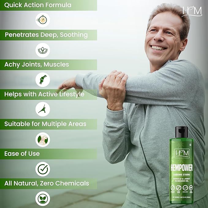 Hempower – Massage Oil for Muscle & Joint Pain – 25,000 MG | Ultra-Strength Hemp Formula | No Artificial Fragrance | Supports Active Lifestyle, Fast Acting Long Lasting | 3.38 fl oz (100 ml)