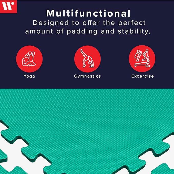 We Sell Mats 3/8" Thick Multipurpose EVA Foam Exercise Floor Mat, Interlocking Tiles, Anti-Fatigue for Home or Gym