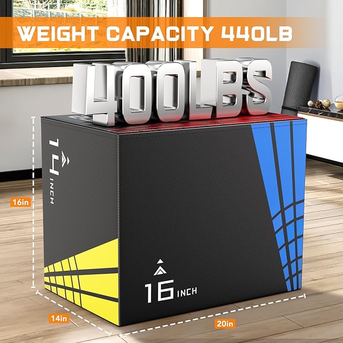 GIKPAL Plyo Jumping Exercise Box, High-Density Foam Plyometric Jump Box for Home Gym Workout, Multiple Size Box Jumps for Step-Up, Box Squat, Explosive Training