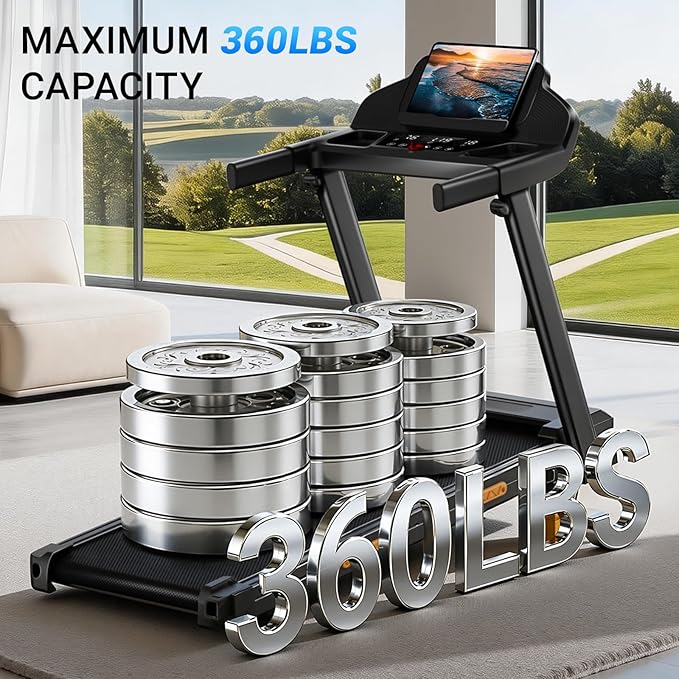 UMAY Treadmills for Home with 14% Incline & Led Screen, 3.0HP Quiet Foldable Treadmill with Handle Bar Up to 360lbs Capacity, 7-Layer Shock-Absorbing Walking Pad Treadmill 0.6-7.2MPH