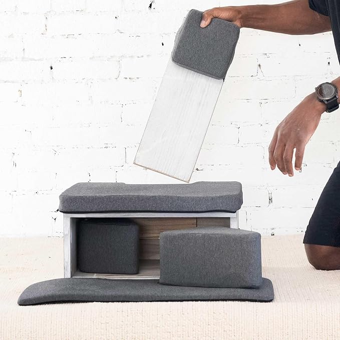 Ungloo Box Meditation Floor Chair, Back Support, Knee and Hip Support, Knees, Portable and Lightweight (Gray)