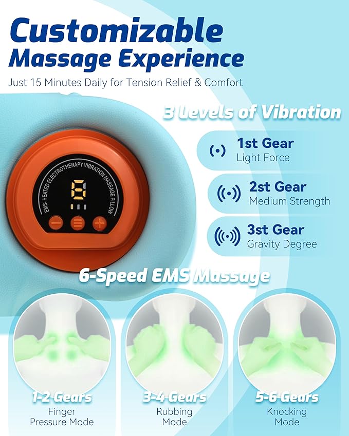 Neck Massager 2025, New Upgrade 26° Angle Neck Massager Pillow with Heat, 3 Modes and Multi-Directional Stretch, 3 in 1 Neck Stretcher Cervical Traction Device - Neck & Shoulder Relief(1PCS)