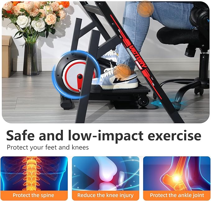 Under Desk Elliptical Machine, Ellipse Leg Exerciser with 8 Adjustable Speeds Quiet & Portable, Seating & Standing Use Pedal Exerciser, Ellipse Leg Trainer While Sitting for Seniors for Home, Office