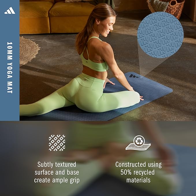 adidas Yoga Mat - Eco Friendly - Non Slip, Durable Textured Surface