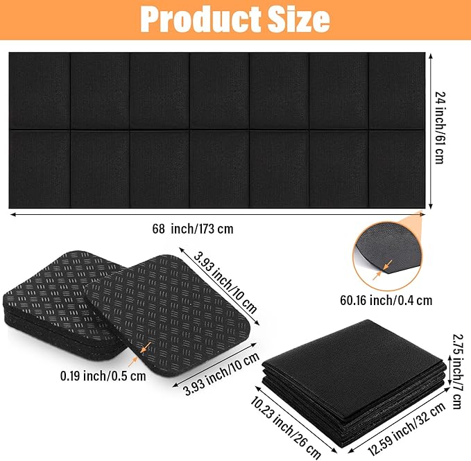 Walking Pad 68×24 Inch and 4PCS Square Treadmill Mat Pads Hardwood Floor Protection Non-Slip Double-Sided Pads Noise Shock Absorption for Treadmill Walking Pad Bike Exercise Equipment