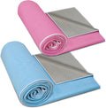 Hot Yoga Towel Non-Slip, 2 Pack Thick & Soft Yoga Mat Towel, Sweat Absorbent, with Grip Dot, 72" x 26", Yoga Towel for Hot Yoga, Pilates, Fitness and Gym Workouts, BluePink