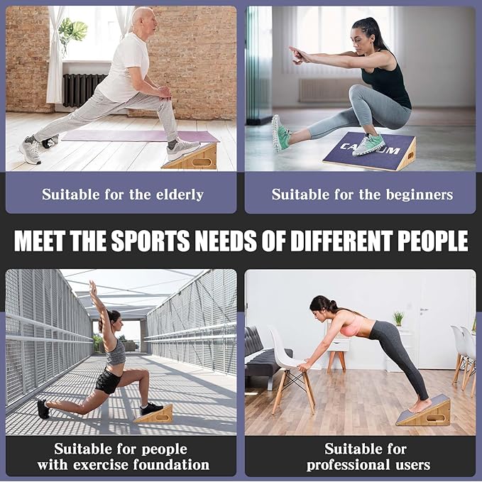 CAELUM Slant Board for Squats, Training Incline Board for Knees Over Toes, Wooden Non-Slip 25 Degree Incline Durable Board for Calf Stretch, Weightlifting, Fitness, 1000 Lbs Weight Capacity