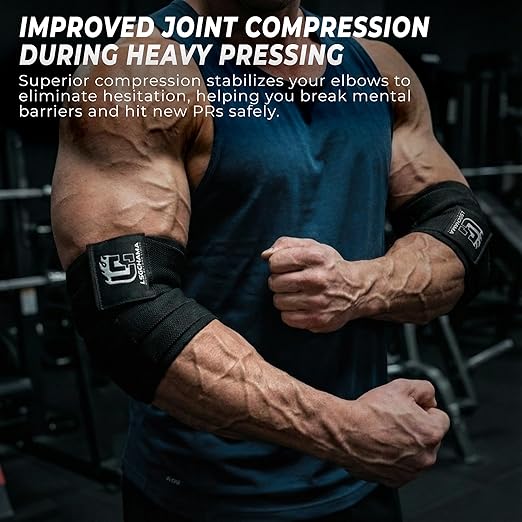 Elbow Wraps for Weight Lifting, Gym Support, Training, Powerlifting, Workout Protection