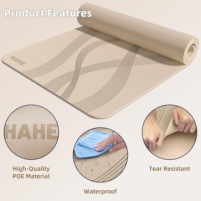 Yoga Mat High Density Exercise Mat, 76"x32"x0.27"Thick Wide & Large Yoga Mat for Women Men, Professional POE Workout Mat for Yoga, Pilates, Fitness & Stretching