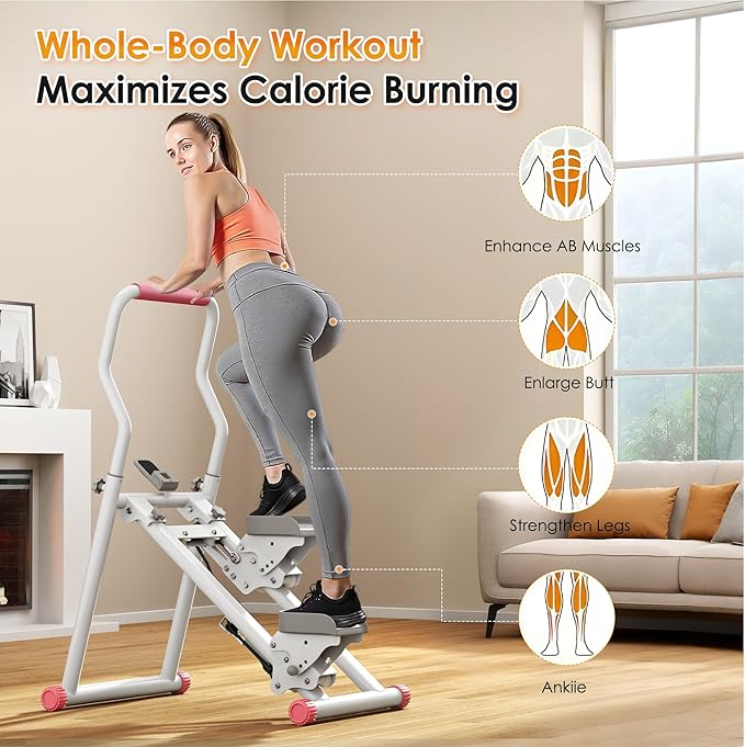SogesPower Stair Stepper for Home Gym,Folding Vertical Stair Climber with Adjustable Handlebar & Pedals,Cardio Stair Master for Full-Body Workout,Climbing Exercise Machine for Women Men
